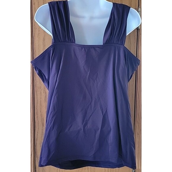 Lands' End Swim Top Purple 18D Tankini XL Solid Padded Shelf Bra Solid S412 - Picture 2 of 7